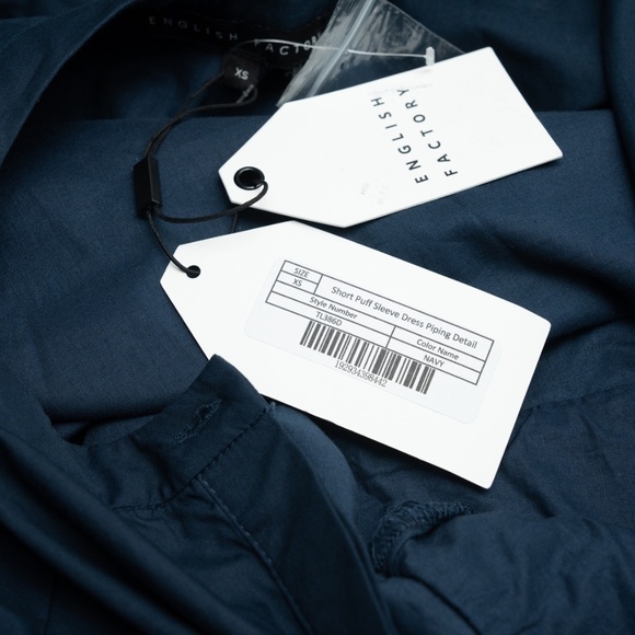 English Factory | Short Puff Sleeve Dress with Piping Detail - Picture 8 of 14